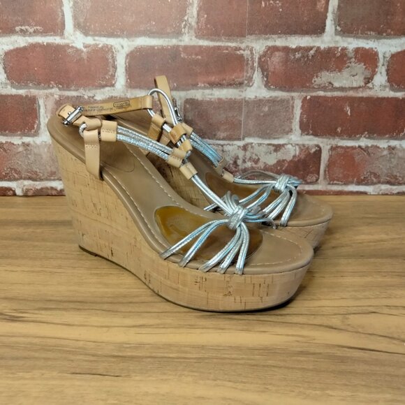 Coach Wedges Womens Size 9.5 Easy On Platform Heeled Sandals Signature C Style - Picture 1 of 8